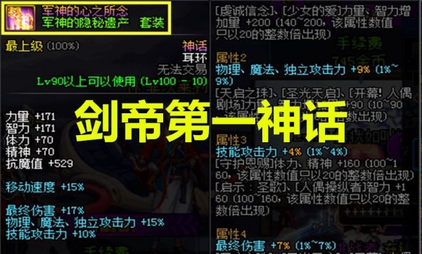 dnf流浪武士神话装备排名表2021 最强神话推荐