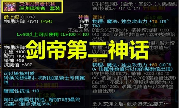dnf流浪武士神话装备排名表2021 最强神话推荐