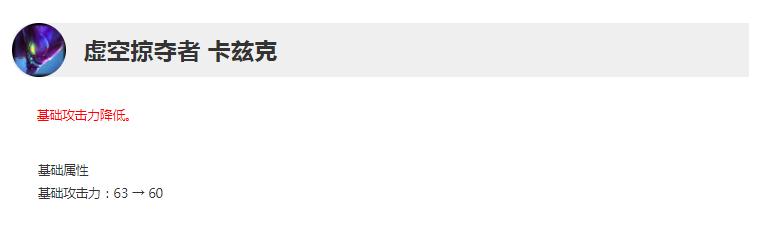 英雄联盟13.12版本正式服卡兹克削弱详情