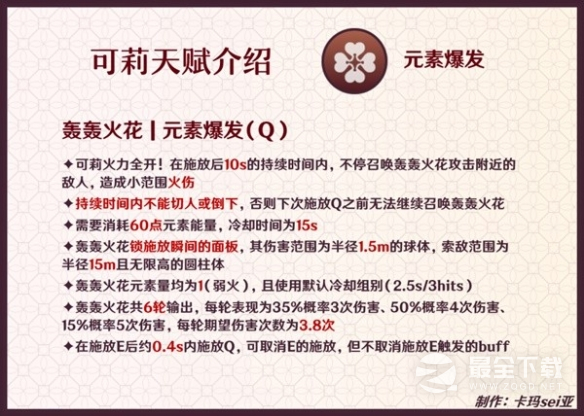 《原神》3.8版可莉天赋分析介绍