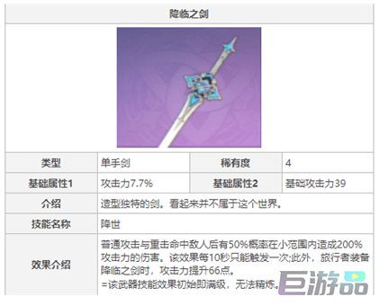 原神降临之剑怎么获得-降临之剑满级属性