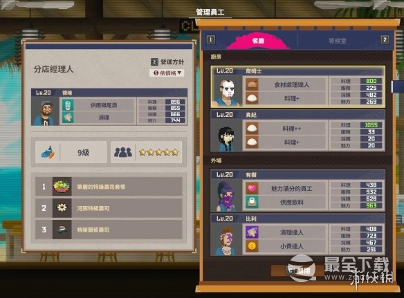 潜水员戴夫餐厅员工分配方法