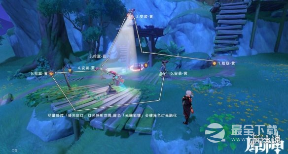 《原神》隐众游园绮光彩灯解谜方法
