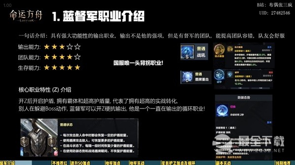 命运方舟蓝督军职业介绍及技能加点推荐