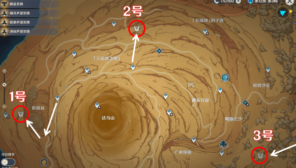 原神千壑沙地地灵龛位置图