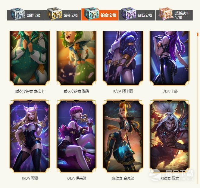 英雄联盟2023战斗之夜铂金宝箱皮肤有哪些