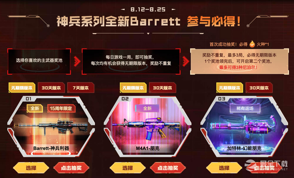 CF15周年全新神兵专场活动说明