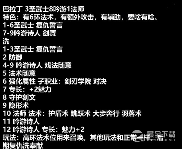 博德之门3复仇之誓圣武士构筑攻略分享