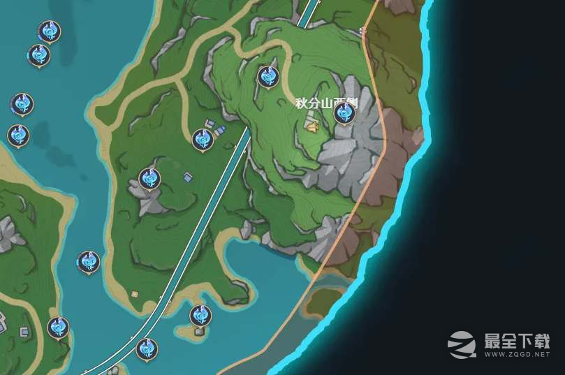 原神秋分山水神瞳位置